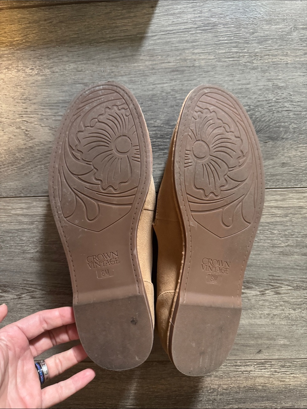 Crown Vintage Suede Mary Jane Flats in Beige - Picture 2 of 10